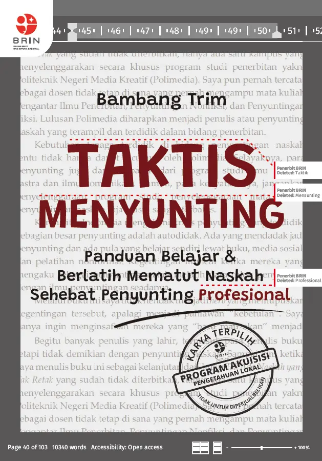 Contoh jenis buku nonfiksi tradisional: Taktis Menyunting karya Bambang Trim.